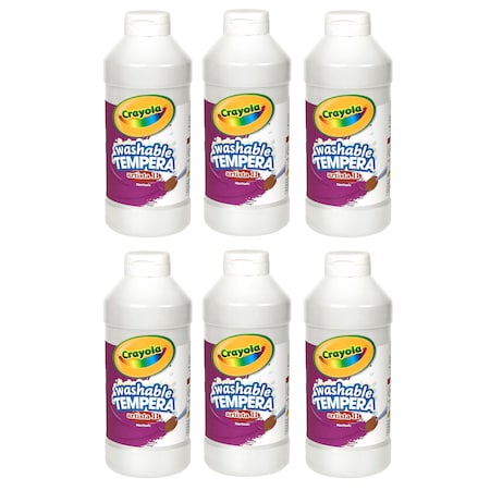 Crayola Artista II Washable Liquid Tempera Paint, White, 16 oz. Bottles, PK6 543115053